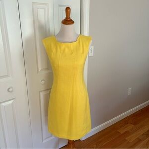 Ellen Tracy Yellow Cap Sleeve Sheath Dress